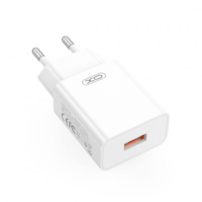 Мережеве зарядний пристрій XO L127 (USB-A/QC18W) Fast Charging Charger з кабелем Ligthning, White
