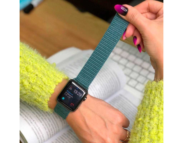 Ремешок для Apple Watch Nylon Loop Series 42/44/45/46/49 mm Pine Green