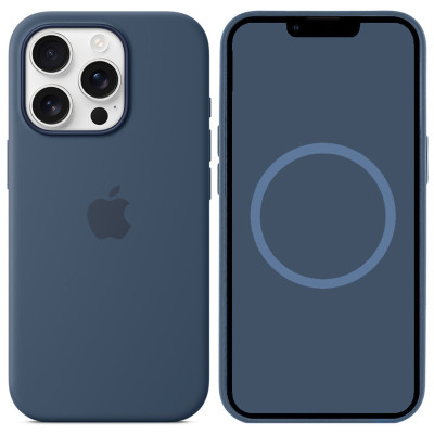 Чехол-силикон оригинал Silicone Case with Magsafe and Animation iPhone 16 Pro Denim