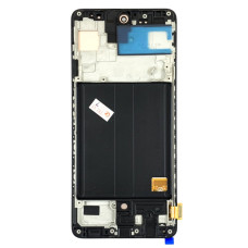 Дисплей с сенсорным экраном (модуль) Samsung A515 A51 2019, черный с рамкой, с широким ободком, OLED