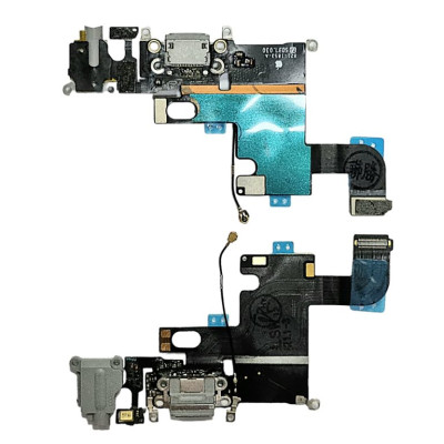 Шлейф для iPhone 6, конектора навушників, конектора зарядки, з мікрофоном, чорний