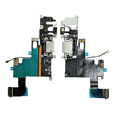 Шлейф для iPhone 6, конектора навушників, конектора зарядки, з мікрофоном, Білий