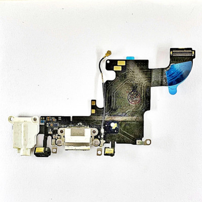 Шлейф для iPhone 6S, конектора навушників, конектора зарядки, з мікрофоном, Білий