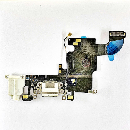 Шлейф для iPhone 6S, коннектора наушников, коннектора зарядки, с микрофоном, белый (Класс А)