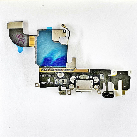 Шлейф для iPhone 6S, коннектора наушников, коннектора зарядки, с микрофоном, белый (Класс А)