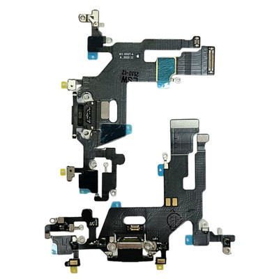 Шлейф для iPhone 11, конектора навушників, конектора зарядки, чорний, оригінал