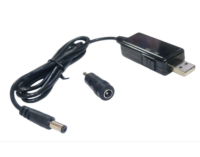 Кабель харчування для роутера / модема 2в1 USB-DC 5.5 з 5V на 9V/12V (с перетворювачем)