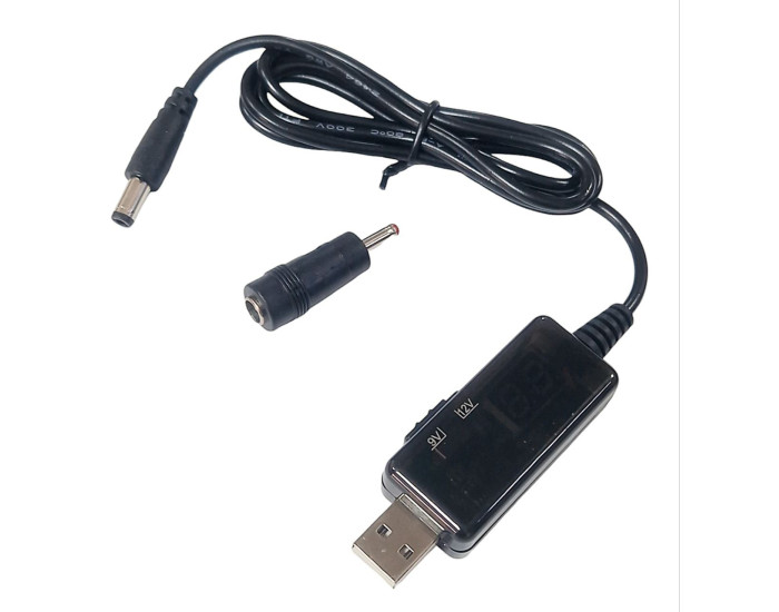 Кабель харчування для роутера / модема 2в1 USB-DC 5.5 з 5V на 9V/12V (с перетворювачем)