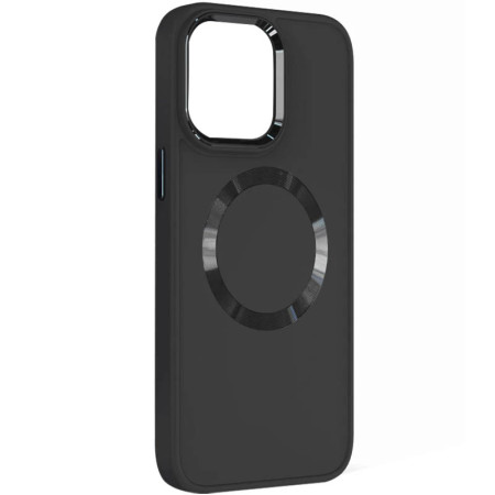 Чехол-силикон Bonbon Metal Style MagSafe Apple iPhone 13 Pro Max. Черный / Black
