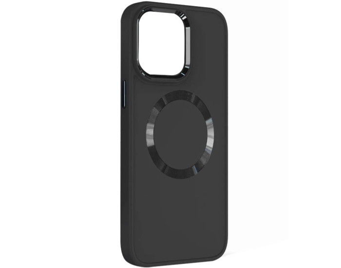 Чехол-силикон Bonbon Metal Style MagSafe Apple iPhone 13 Pro Max. Черный / Black