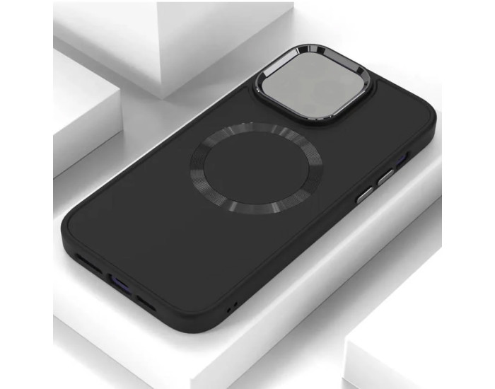 Чехол-силикон Bonbon Metal Style MagSafe Apple iPhone 13 Pro Max. Черный / Black