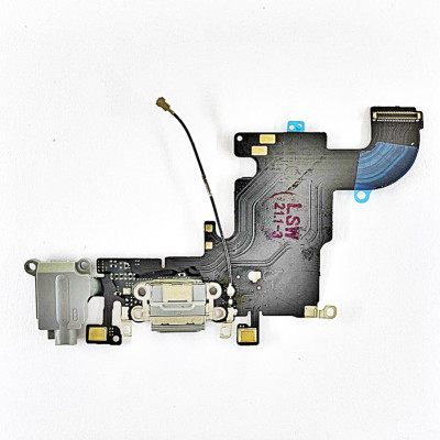 Шлейф для iPhone 6S, конектора навушників, конектора зарядки, з мікрофоном, чорний