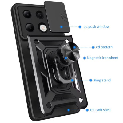 Чехол-Ударопрочный Camshield Serge Ring Xiaomi Note 13 4G, Black