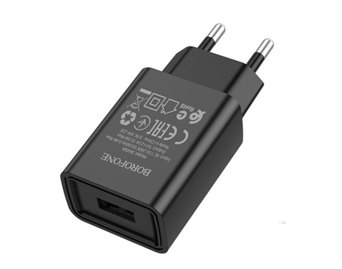 Мережеве зарядний пристрій Borofone BA68A Glacier (1USB/2.1A) Black