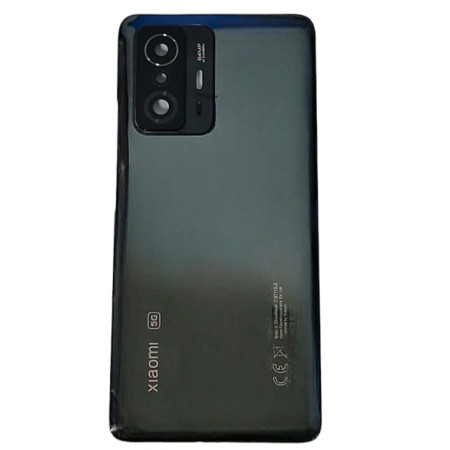 Задняя крышка для Xiaomi 11T/ 11T Pro (Meteorite Black) со стеклом камеры, черная, оригинал (Класс B)
