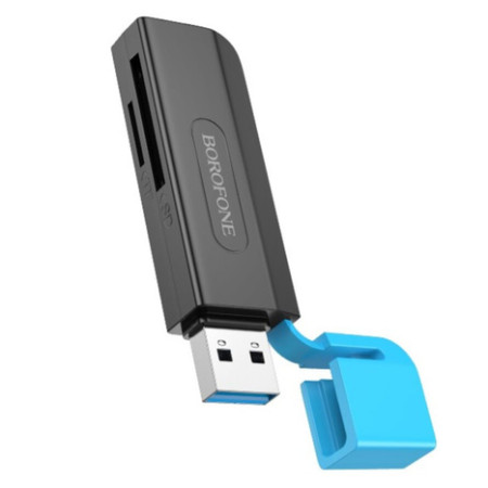 Кабель USB Borofone DH9 Wisdom 2-in-1 USB/Type-C 3.0 card reader black blue (Класс А)
