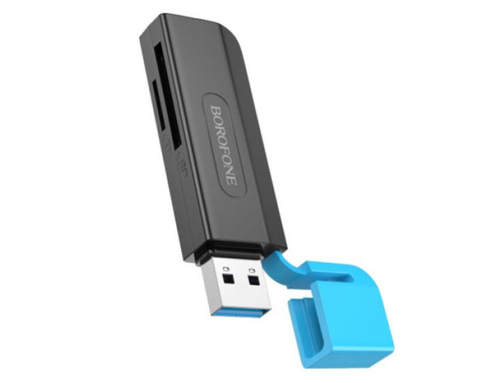 Картридер (Card Reader) Borofone DH9 Wisdom 2-in-1 USB/Type-C 3.0 card reader black blue
