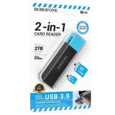 Картридер (Card Reader) Borofone DH9 Wisdom 2-in-1 USB/Type-C 3.0 card reader black blue