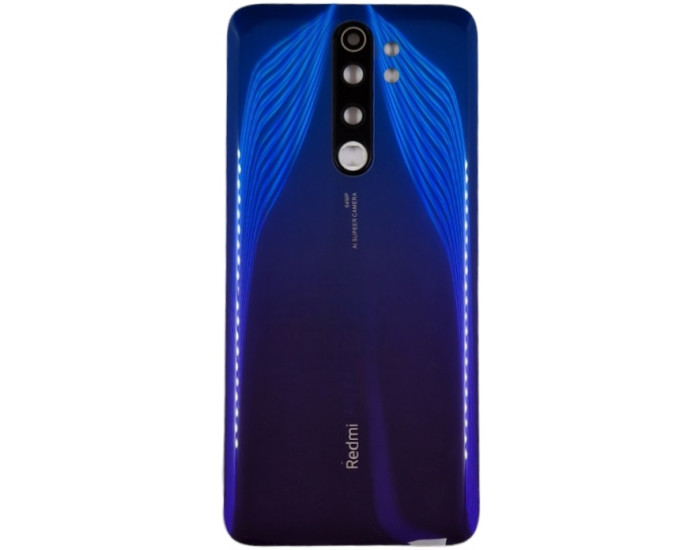 Задняя крышка для Xiaomi Redmi Note 8 Pro, синяя со стеклом камеры
