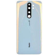 Задняя крышка для Xiaomi Redmi Note 8 Pro, белая со стеклом камеры (Класс B)