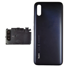 Задняя панель корпуса Xiaomi Redmi 9A, серая со стеклом камеры (Класс B)