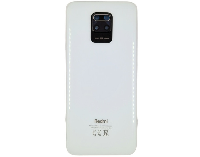 Задняя панель корпуса для Xiaomi Redmi Note 9 Pro, белая со стеклом камеры