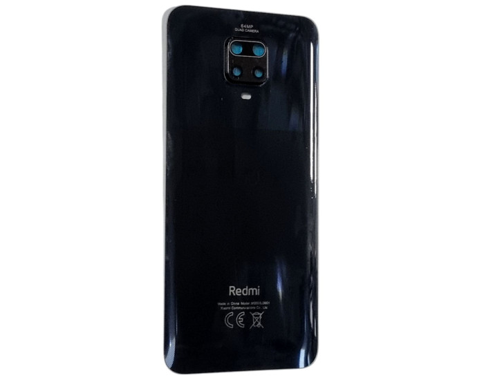 Задня панель корпуси для Xiaomi Redmi Note 9 Pro, чорна, з склом камери