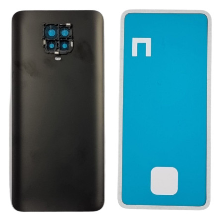 Задняя панель корпуса для Xiaomi Redmi Note 9 Pro, 64MP черная со стеклом камеры (Класс B)