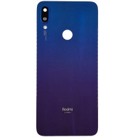 Задняя панель корпуса Xiaomi Redmi Note 7, синяя со стеклом камеры (Класс А)