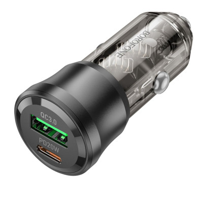 Автомобильное зарядное устройство Borofone (BZ25) Journey (PD38W / 1C1A) car charger transparent black (Класс B)