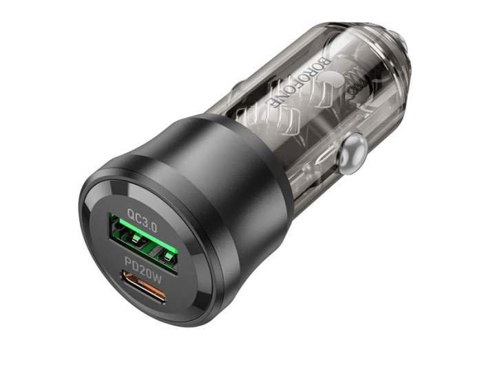 Автомобильное зарядное устройство Borofone (BZ25) Journey (PD38W / 1C1A) car charger transparent black