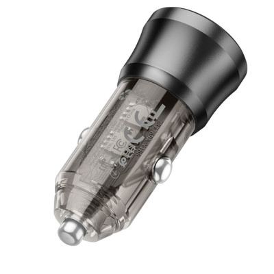 Автомобильное зарядное устройство Borofone (BZ25) Journey (PD38W / 1C1A) car charger transparent black (Класс B)