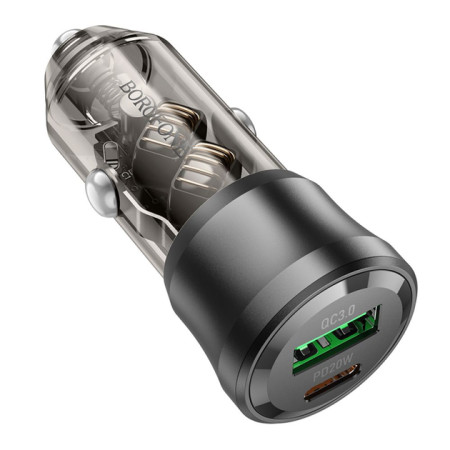 Автомобильное зарядное устройство Borofone (BZ25) Journey (PD38W / 1C1A) car charger transparent black (Класс А)