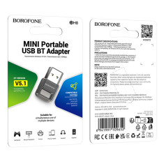 Адаптер Bluetooth Borofone DH8 USB BT5.0 adapter Black