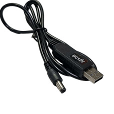 Кабель питания для роутера / модема USB-DC 5.5 с 5V на 12V (с преобразователем) Черный (Класс B)