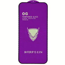 Защитное стекло Tempered Glass OG Premium iPhone 14/13/13 Pro/16e  чорное (Класс B)