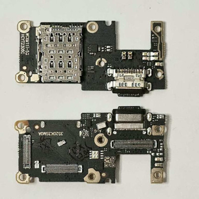 Шлейф для Xiaomi 11T, конектора зарядки, мікрофона, з компонентами, High Copy