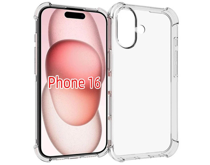 Чехол-силикон Getman Ease logo усиленные углы iPhone 16, Прозрачный