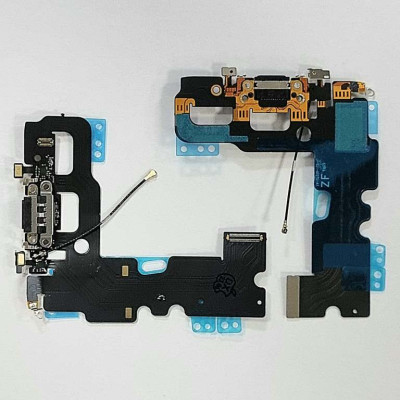 Шлейф для iPhone 7, конектора зарядки, з мікрофоном, чорний, копія