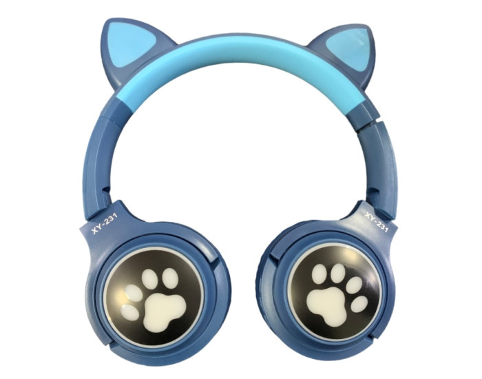 Бездротові навушники Bluetooth CAT Ear XY-231 Led Light blue