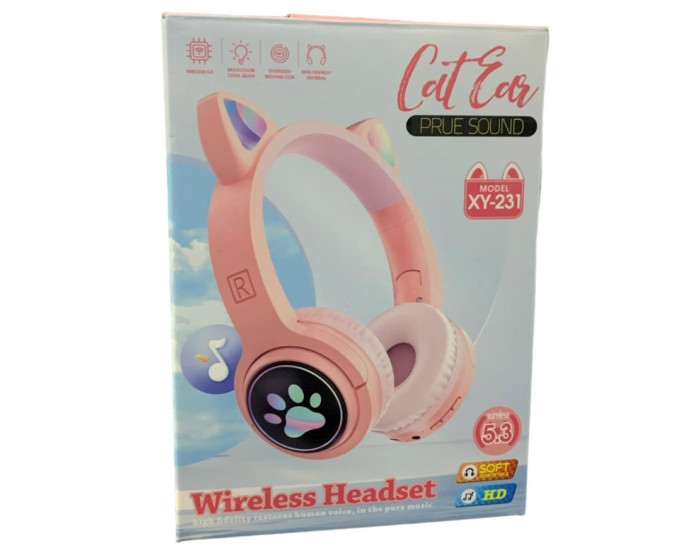 Бездротові навушники Bluetooth CAT Ear XY-231 Led Light blue