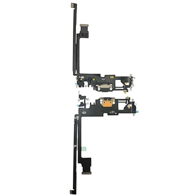 Шлейф для iPhone 12 Pro Max, конектора навушників, конектора зарядки, чорний, Graphite, оригінал