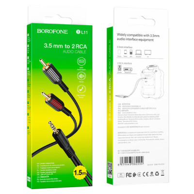 Кабель Borofone BL11 3.5mm/2RCA 1.5m Черный