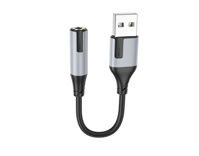 Перехідник Borofon BV19 USB to 3.5mm 15см, чорний