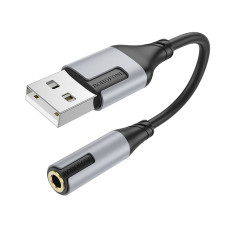 Перехідник Borofon BV19 USB to 3.5mm 15см, чорний