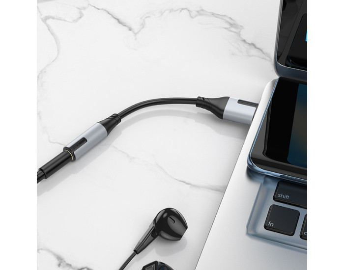 Перехідник Borofon BV19 USB to 3.5mm 15см, чорний