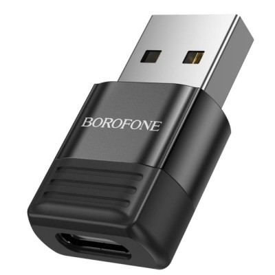 Переходник Borofone BV18 USB-A male to Type-C female USB2.0  adapter чорний
