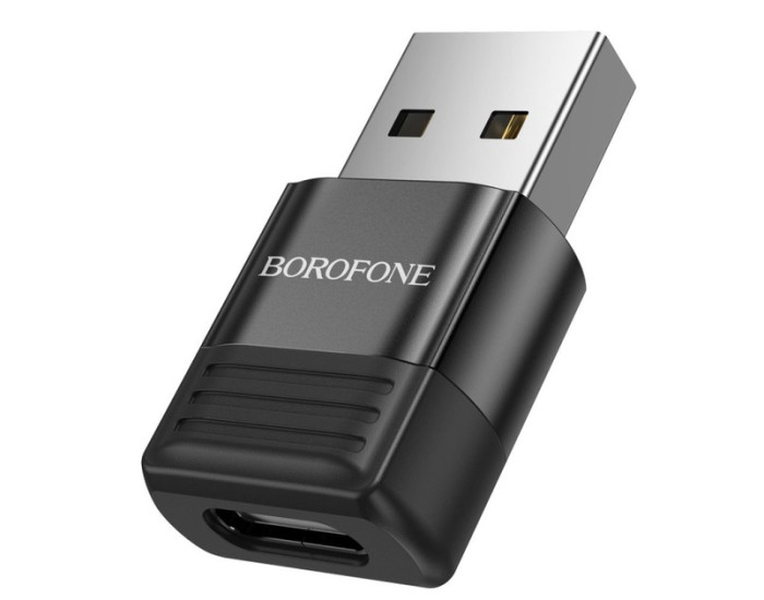 Переходник Borofone BV18 USB-A male to Type-C female USB2.0, черный