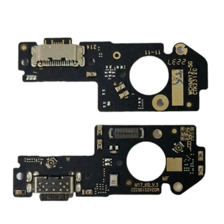 Шлейф для Xiaomi Redmi Note 12S, коннектора зарядки, с микрофоном, с компонентами, High Copy (Класс B)