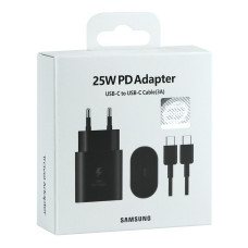 Сетевое зарядное устройство Samsung 25W с кабелем Type-C to Type-C, (EP-TA800XBEGCN) Черный, оригинал (Класс C)